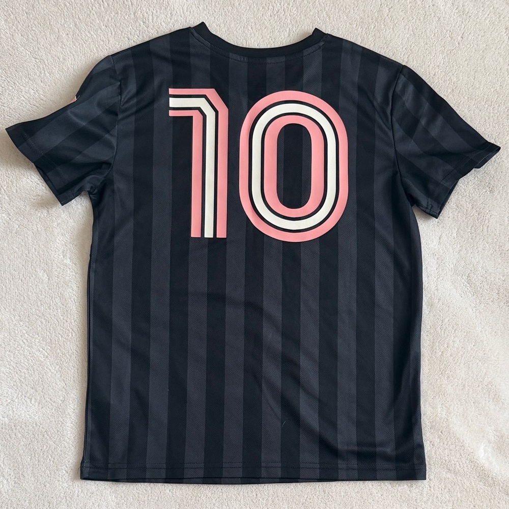 MESSi Kids Black Stripe Athletic Jersey with Pink Accent - Picture 3 of 4